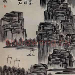 1924年 齐白石《桂林山》国画花鸟作品图片鉴赏