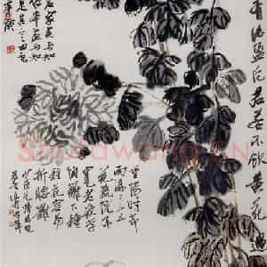 1924年 齐白石《菊花螃蟹》国画花鸟作品图片鉴赏