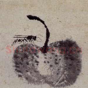 1919年 齐白石《秋梨细腰蜂》国画花鸟作品图片鉴赏