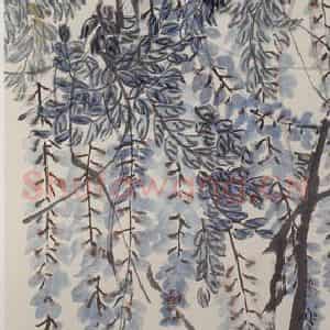 1924年 齐白石《紫藤》国画花鸟作品图片鉴赏