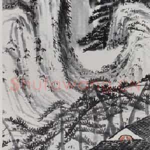 1924年 齐白石《万松山居图》国画山水作品图片鉴赏