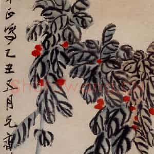 1925年 齐白石《凤仙花》国画花鸟作品图片鉴赏