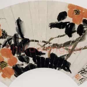 1926年 齐白石《茶花天牛》国画花鸟作品图片鉴赏