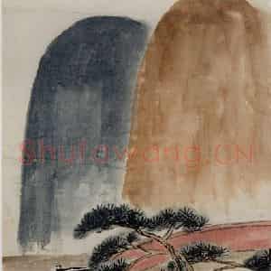 1926年 齐白石《临沈周岱庙图》国画山水作品图片鉴赏