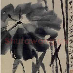 约20年代中期 齐白石《荷花螃蟹》国画花鸟作品图片鉴赏