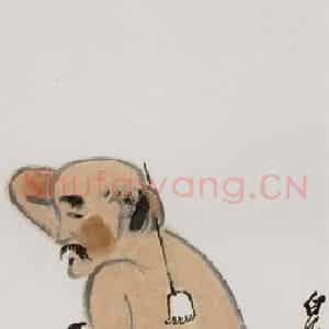 约1927年 齐白石《搔背图》国画人物作品图片鉴赏