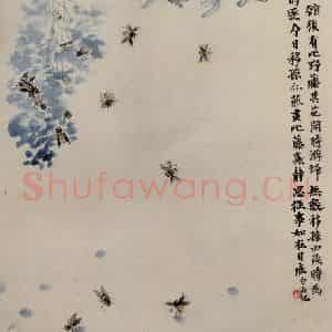 约1920年 齐白石《野藤游蜂》国画花鸟作品图片鉴赏
