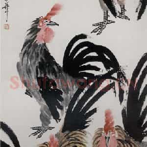 1921年 齐白石《七鸡图》国画花鸟作品图片鉴赏