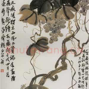 1922年 齐白石《葡萄蝗虫》国画花鸟作品图片鉴赏