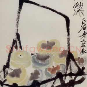 约40年代中期 齐白石《事事安然》国画花鸟作品图片鉴赏
