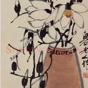 约40年代中期 齐白石《玉兰花》国画花鸟作品图片鉴赏