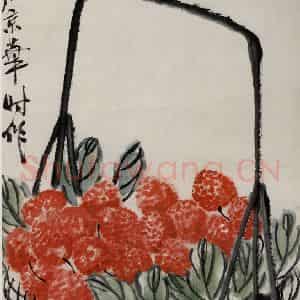 约40年代中期 齐白石《荔枝蟋蟀》国画花鸟作品图片鉴赏