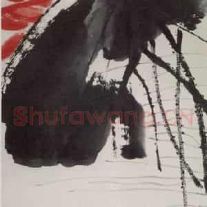 约40年代中期 齐白石《荷花翠鸟》国画花鸟作品图片鉴赏