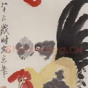1946年 齐白石《教子加官》国画花鸟作品图片鉴赏