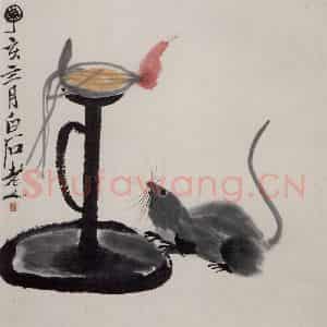 1947年 齐白石《蔬果动物册页》国画花鸟作品图片鉴赏