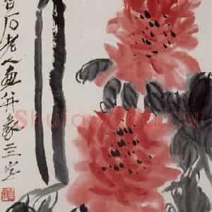 1947年 齐白石《富贵寿考》国画花鸟作品图片鉴赏