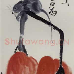 1947年 齐白石《许军双寿图》国画花鸟作品图片鉴赏