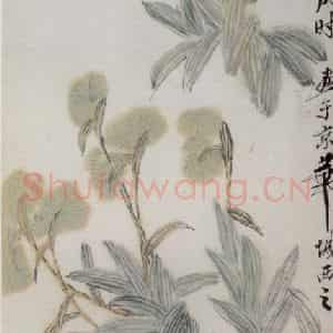 1947年 齐白石《蝴蝶兰·蜻蜓》国画花鸟作品图片鉴赏