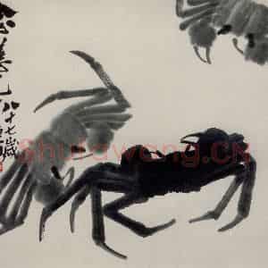 1947年 齐白石《螃蟹》国画花鸟作品图片鉴赏