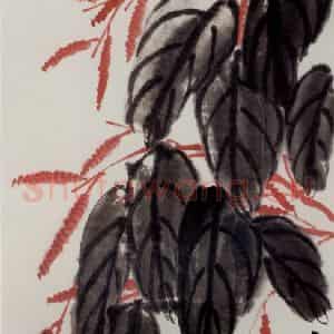 1947年 齐白石《红蓼蜻蜓》国画花鸟作品图片鉴赏