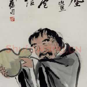 1947年 齐白石《铁拐李》国画人物作品图片鉴赏