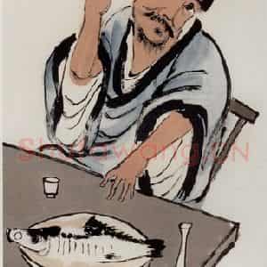 1947年 齐白石《耳食》国画人物作品图片鉴赏