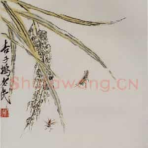1947年 齐白石《花卉草虫册页》国画花鸟作品图片鉴赏