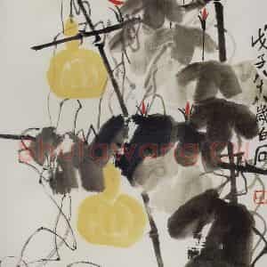 1948年 齐白石《牵牛花》国画花鸟作品图片鉴赏