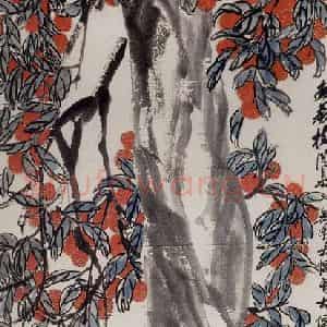 1948年 齐白石《荔枝树》国画花鸟作品图片鉴赏