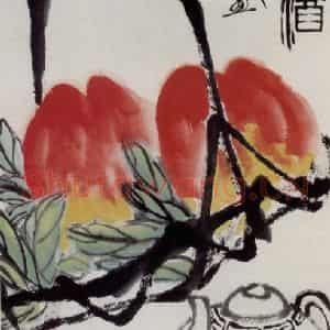 1945年 齐白石《百岁寿酒》国画花鸟作品图片鉴赏