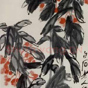 1948年 齐白石《凤仙花》国画花鸟作品图片鉴赏