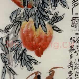 1948年 齐白石《多寿图》国画花鸟作品图片鉴赏