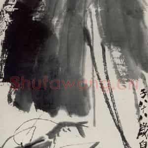 1948年 齐白石《荷花双虾图》国画花鸟作品图片鉴赏