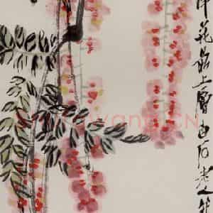 1948年 齐白石《紫藤》国画花鸟作品图片鉴赏
