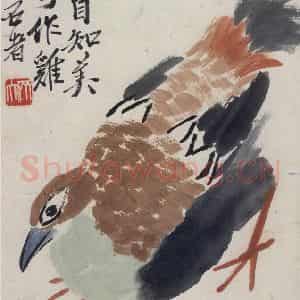 约1948年 齐白石《竹鸡》国画花鸟作品图片鉴赏