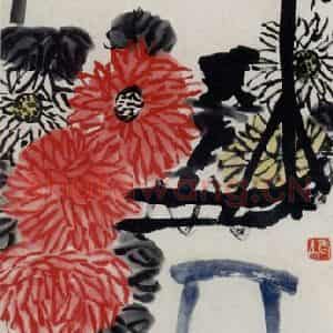 约四十年代晚期 齐白石《醉秋图》国画花鸟作品图片鉴赏