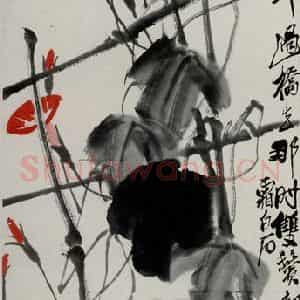四十年代晚期 齐白石《牵牛花》国画花鸟作品图片鉴赏