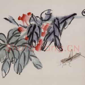 1945年 齐白石《花鸟虫草册页》国画花鸟作品图片鉴赏