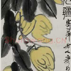 1945年 齐白石《福寿无疆》国画花鸟作品图片鉴赏
