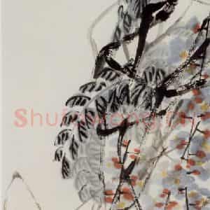 约40年代中期 齐白石《藤花蜜蜂》国画花鸟作品图片鉴赏