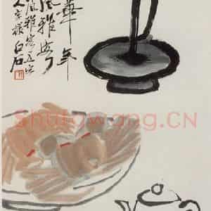 1945年 齐白石《灯蟹》国画花鸟作品图片鉴赏