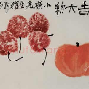 约40年代中期 齐白石《大吉大利》国画花鸟作品图片鉴赏
