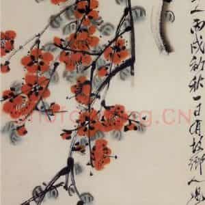 1946年 齐白石《海棠》国画花鸟作品图片鉴赏