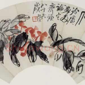 1946年 齐白石《花草神仙》国画花鸟作品图片鉴赏