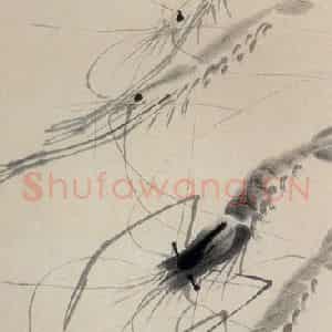 约40年代中期 齐白石《虾》国画花鸟作品图片鉴赏