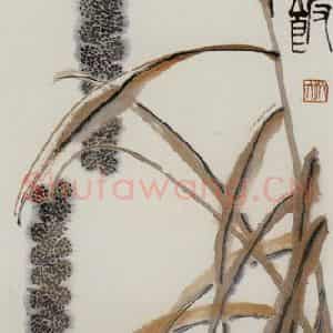约40年代中期 齐白石《新栗米炊鱼子饭》国画花鸟作品图片鉴赏
