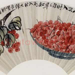 约40年代中期 齐白石《樱桃》国画花鸟作品图片鉴赏