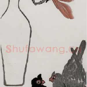 齐白石《和平鸽》国画花鸟作品图片鉴赏