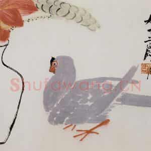 齐白石《和平鸽》国画花鸟作品图片鉴赏