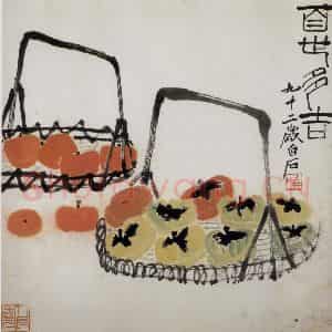 齐白石《百世多吉》国画花鸟作品图片鉴赏